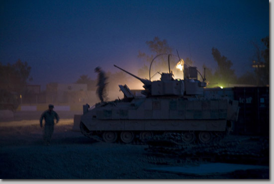 The battalion lost three men the day before I got there. I photographed and spoke with their company commander a week later, and realized something I hadn't before, despite all of my interviews. He knew these men intimately -- knew them more closely than family. When the rest of us suffer this kind of loss, we take time for ourselves. Soldiers don't have the luxury of a day off. They go back out the next day -- usually performing two 4-6 hour patrols, under constant stress. The weather is extreme -- between 110-120 deg F, and these men and woman carry over 70 lbs of gear and weaponry. I near about died wearing just a helmet, body armor and carrying a camera. I still don't entirely know how they do it.